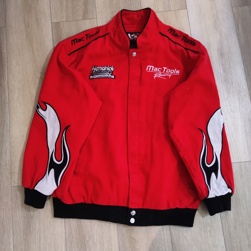 nascar jacket Chase Authentics Red and Black Varsity Bomber Jacket
